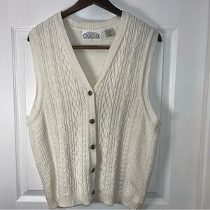 Cascade Classics Vintage women Ivory Cable Knit Vest size Large